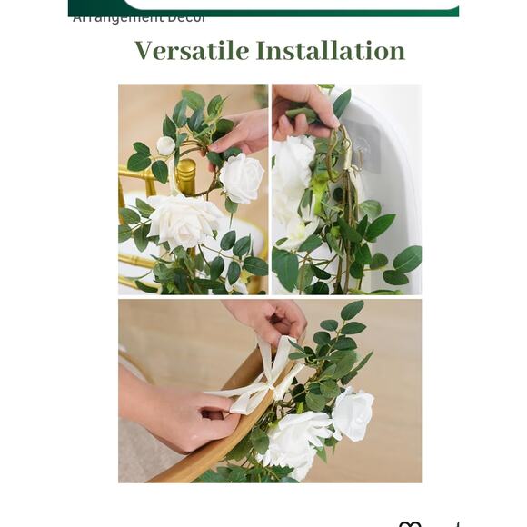 4pcsWedding Chair Decorations Church Swag Artificial Flowers White Rose Greenery - Picture 6 of 6